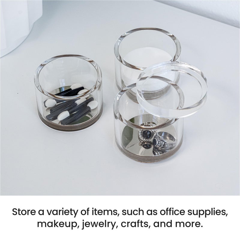 OfficeGoods 3-Tier Stackable Acrylic Holder- Stylish Desk Organizer and Storage for Office or Home - Transparent Round Design with Silver Metal Base - Image 3